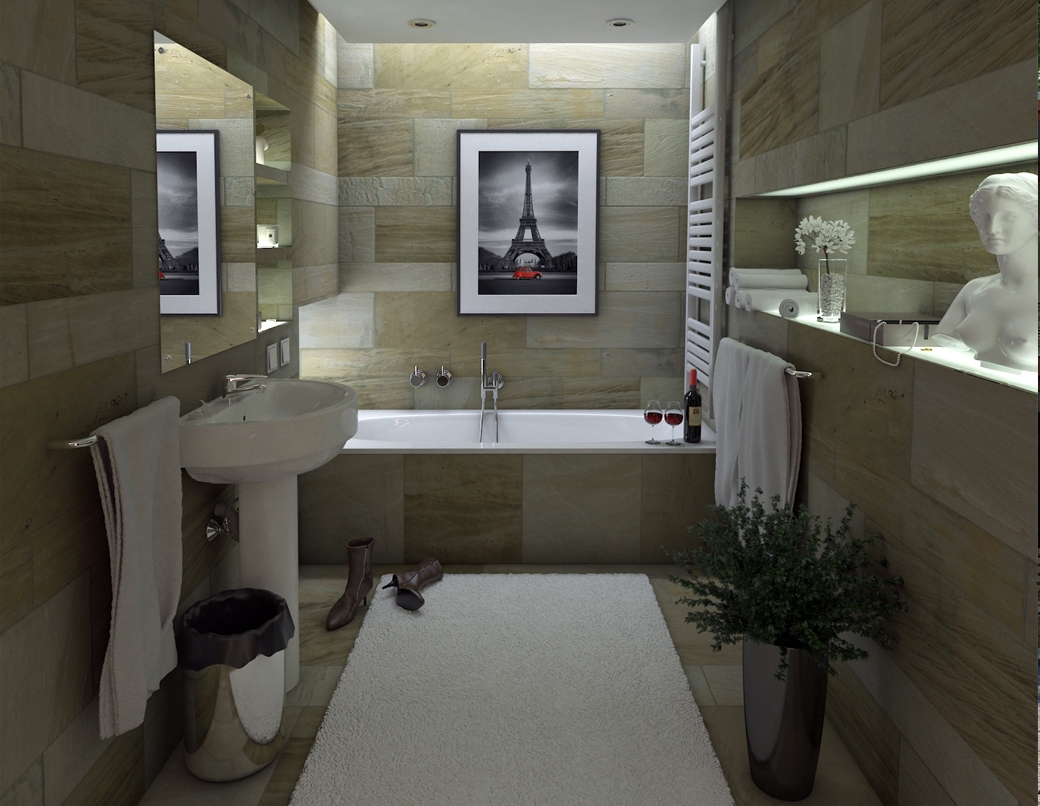 Grafika 3D | Animacje 3D | Projektowanie graficzne | Kamienna łazienka | Wizualizacje 3D